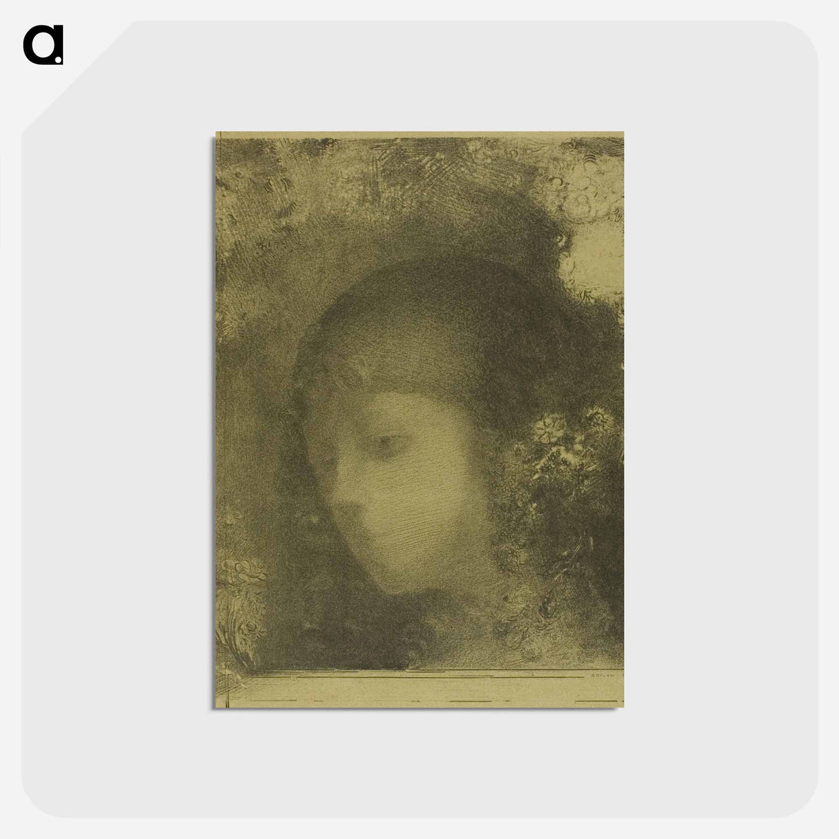 アートポストカード-Child's Head With Flowers - オディロン ルドン Postcard.