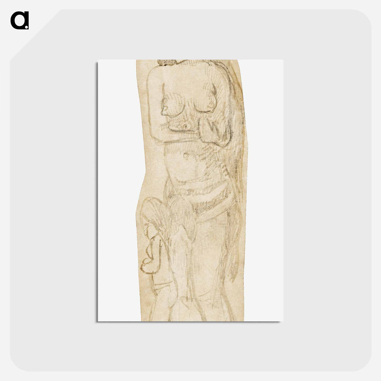 アートポストカード-Sketch of Maori Woman and Child - ポール ゴーギャン Postcard.