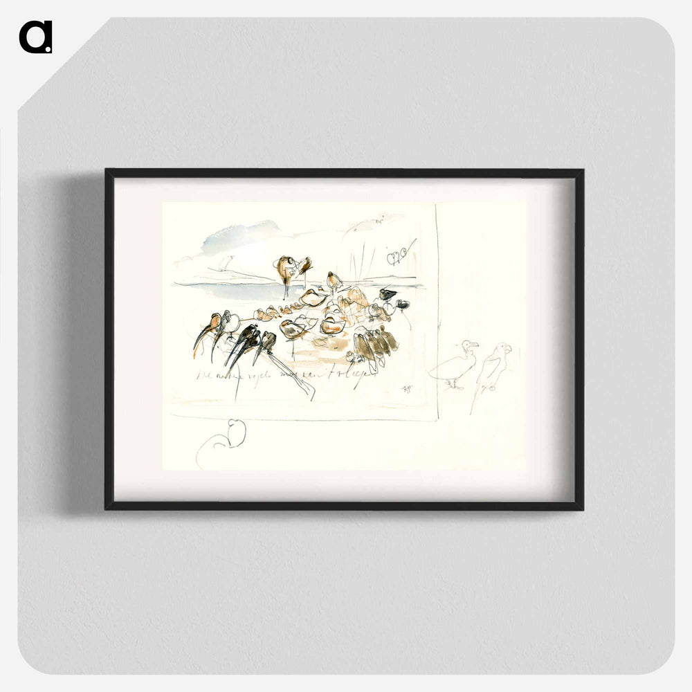 Schets voor illustratie in Hoe de vogels aan een koning kwamen - Theo van Hoytema Poster.