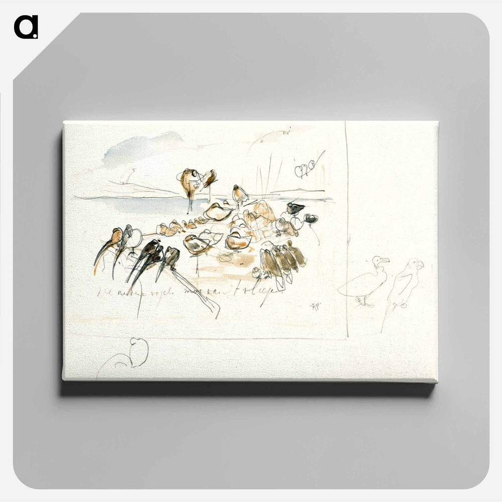 Schets voor illustratie in Hoe de vogels aan een koning kwamen - Theo van Hoytema Canvas.