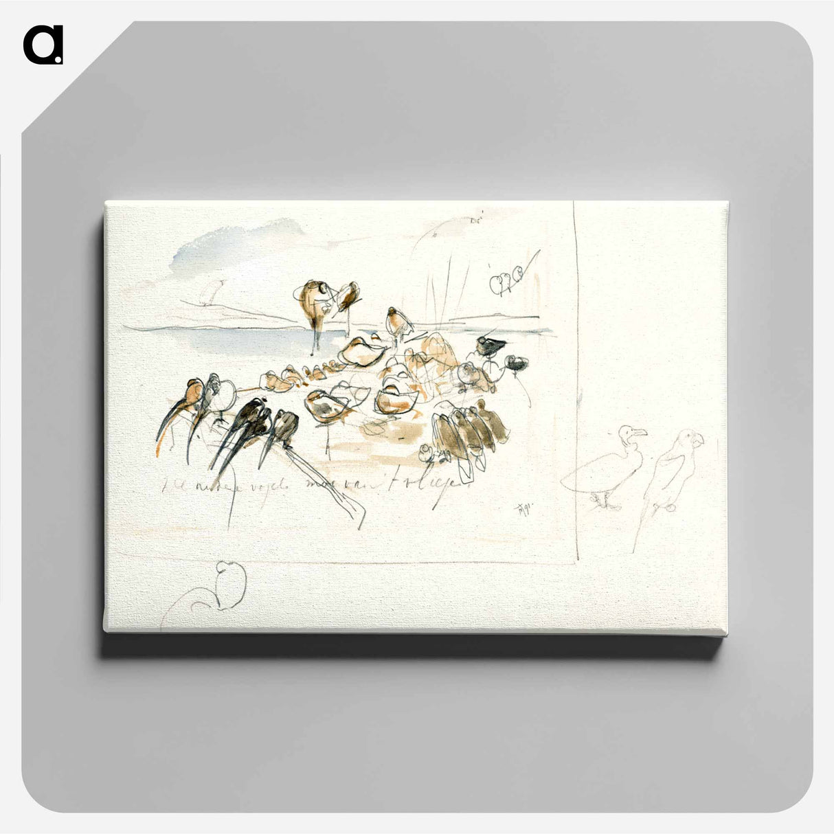 Schets voor illustratie in Hoe de vogels aan een koning kwamen - Theo van Hoytema Canvas.