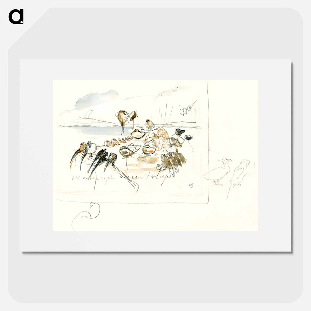 Schets voor illustratie in Hoe de vogels aan een koning kwamen - Theo van Hoytema Poster.