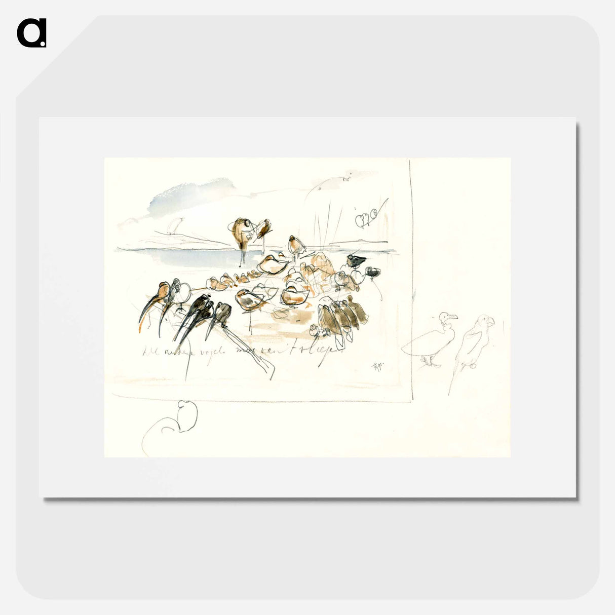 Schets voor illustratie in Hoe de vogels aan een koning kwamen - Theo van Hoytema Poster.