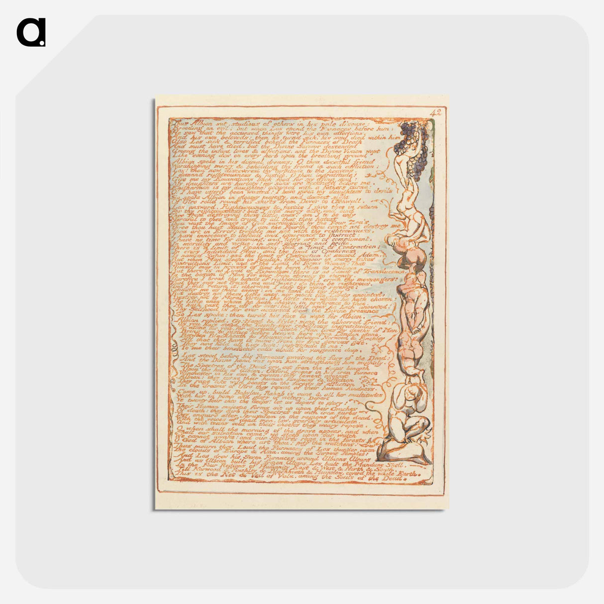 アートポストカード-Jerusalem, Plate 42, "Thus Albion sat...." - ウィリアム ブレイク Postcard.