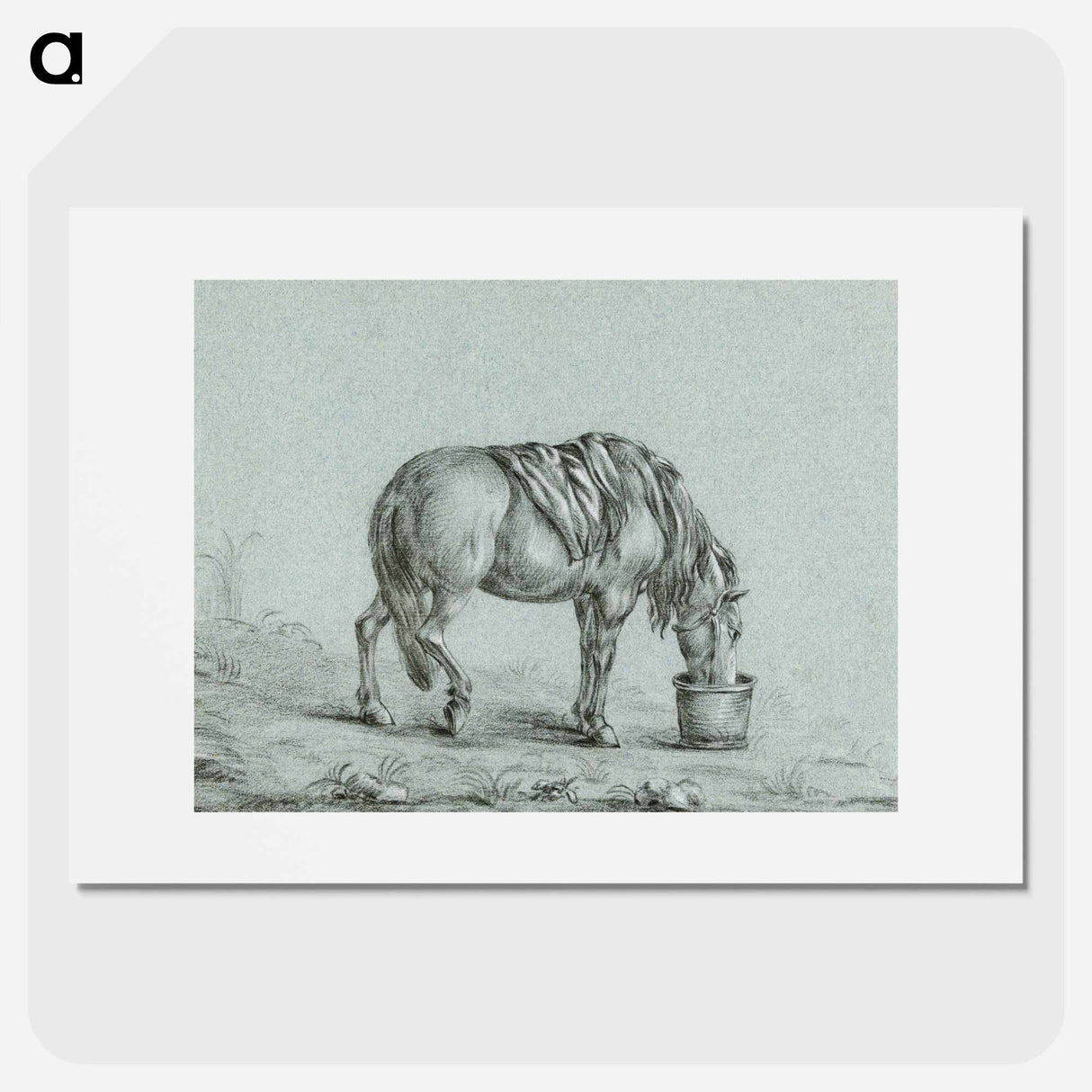 Horse eating from a bin - ジャン ベルナール Poster.