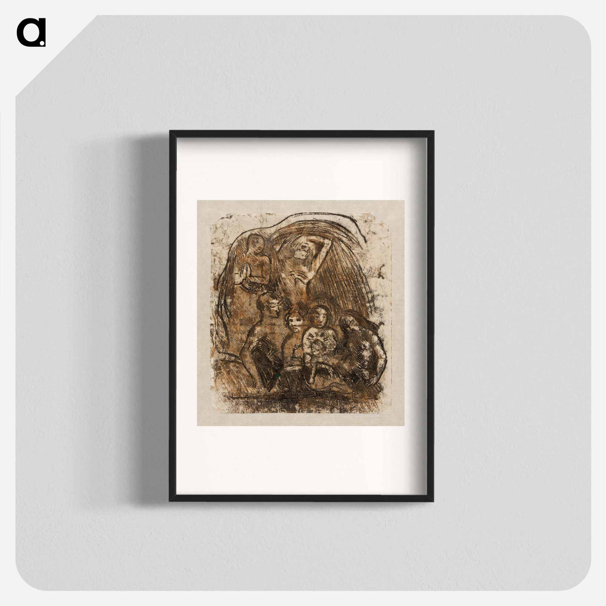 Nativity (Mother and Child Surrounded by Five Figures) - Paul Gauguin Poster.