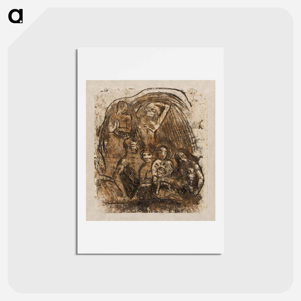 アートポストカード-Nativity (Mother and Child Surrounded by Five Figures) - ポール ゴーギャン Postcard.