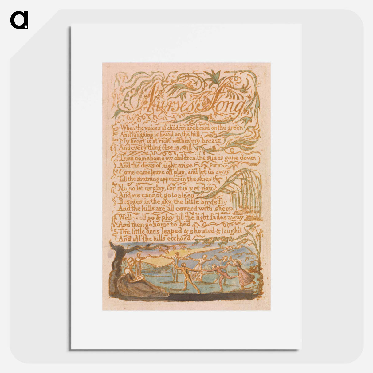 Nurse's Song - William Blake Poster.