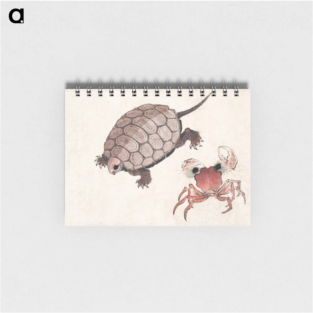 Katsushika Hokusai's turtle and crab - 葛飾 北斎 Memo.