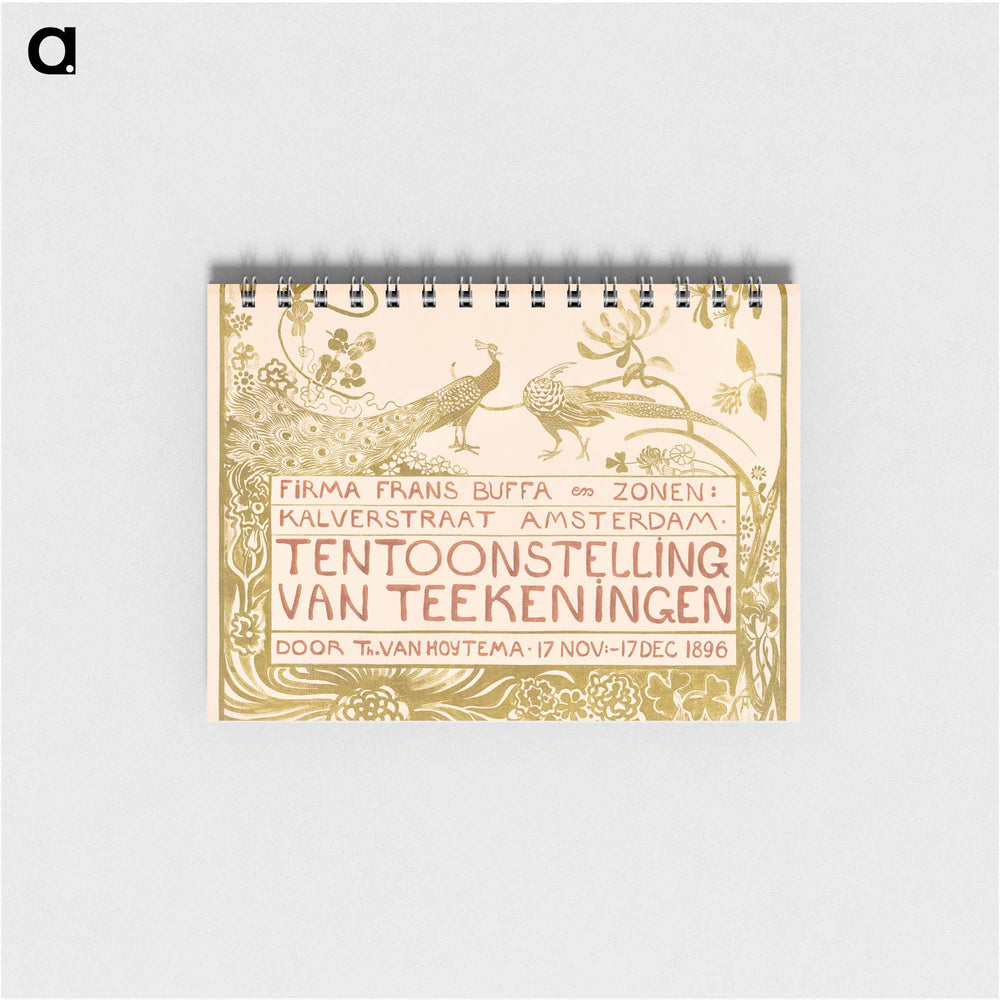 Tentoonstellingsaffiche met een pauw en een fazant voor een tentoonstelling van Theo van Hoytema bij Firma Frans Buffa en Zonen te Amsterdam - テオ ヴァン ホイテマ Memo.