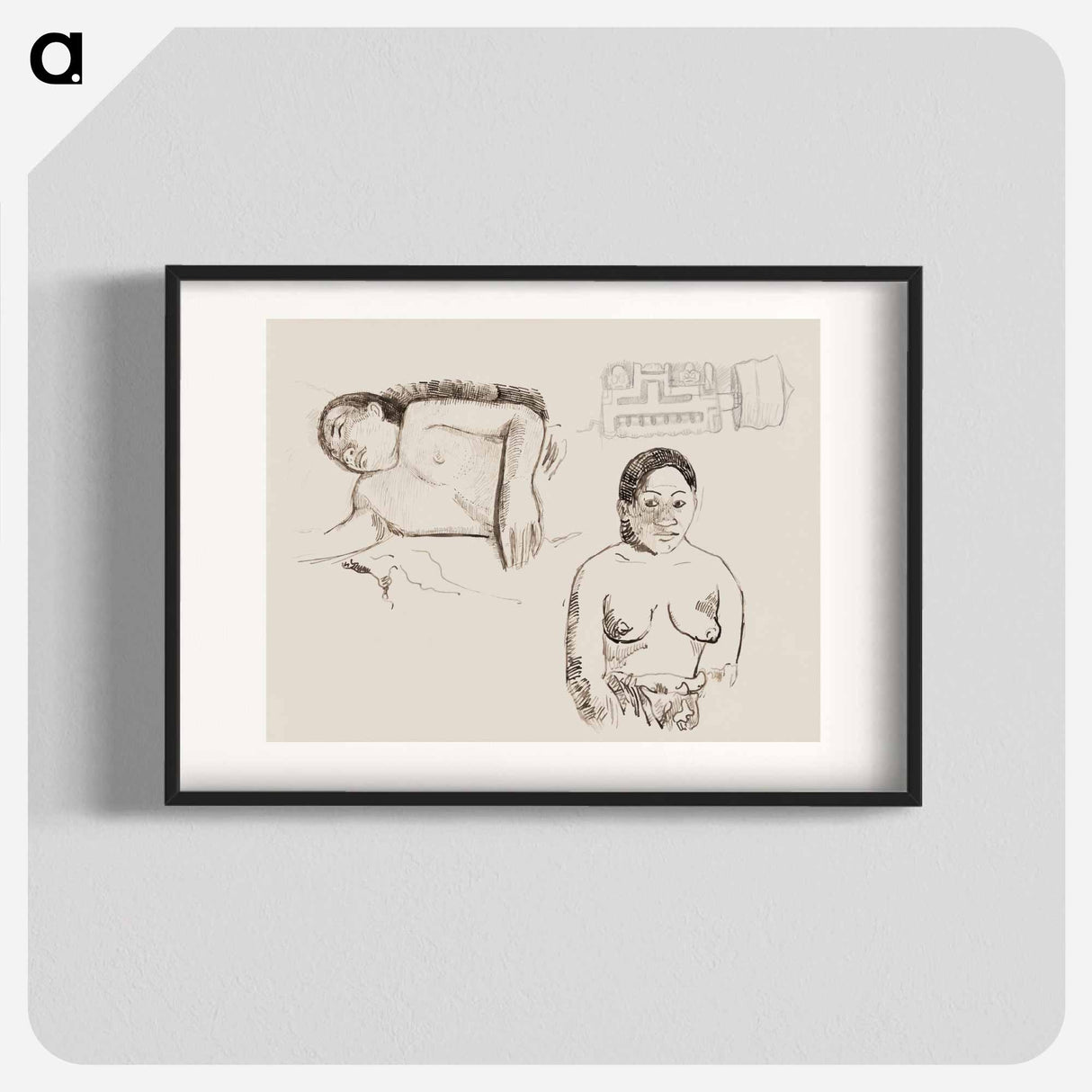 Two Tahitian Women and a Marquesan Earplug - Paul Gauguin Poster.