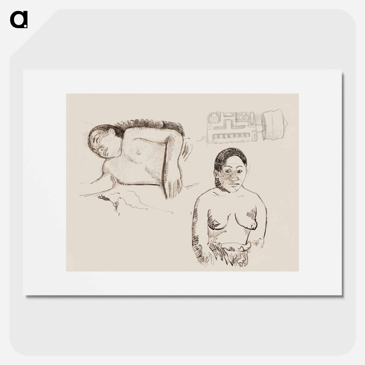 Two Tahitian Women and a Marquesan Earplug - Paul Gauguin Poster.