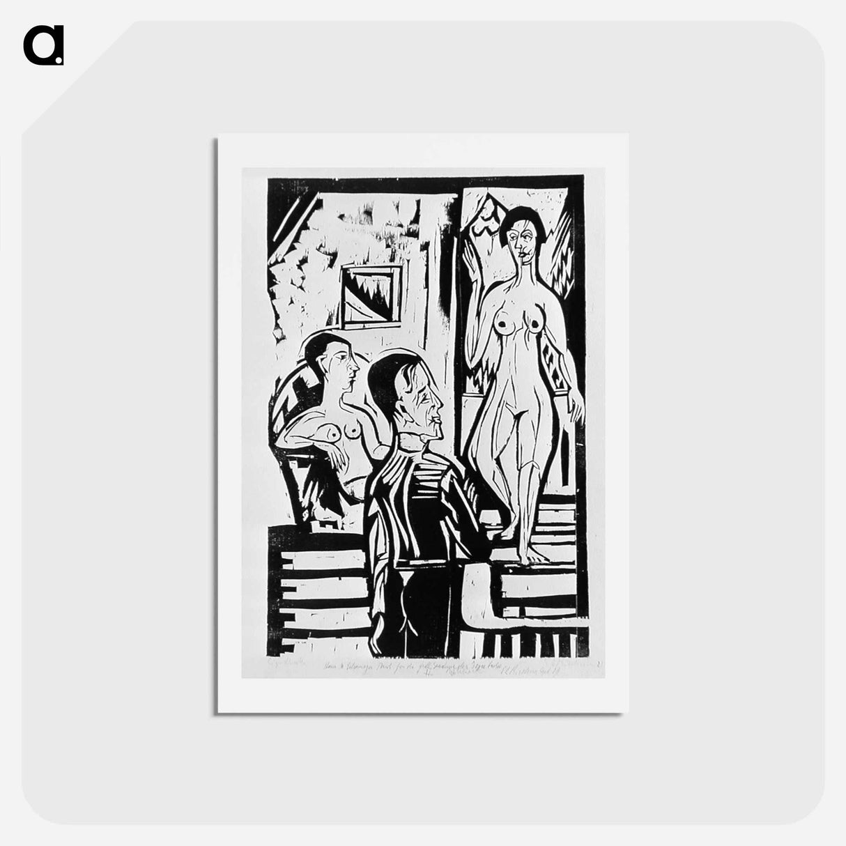 アートポストカード-The Painter and Two Women - エルンスト ルートヴィヒ キルヒナー Postcard.