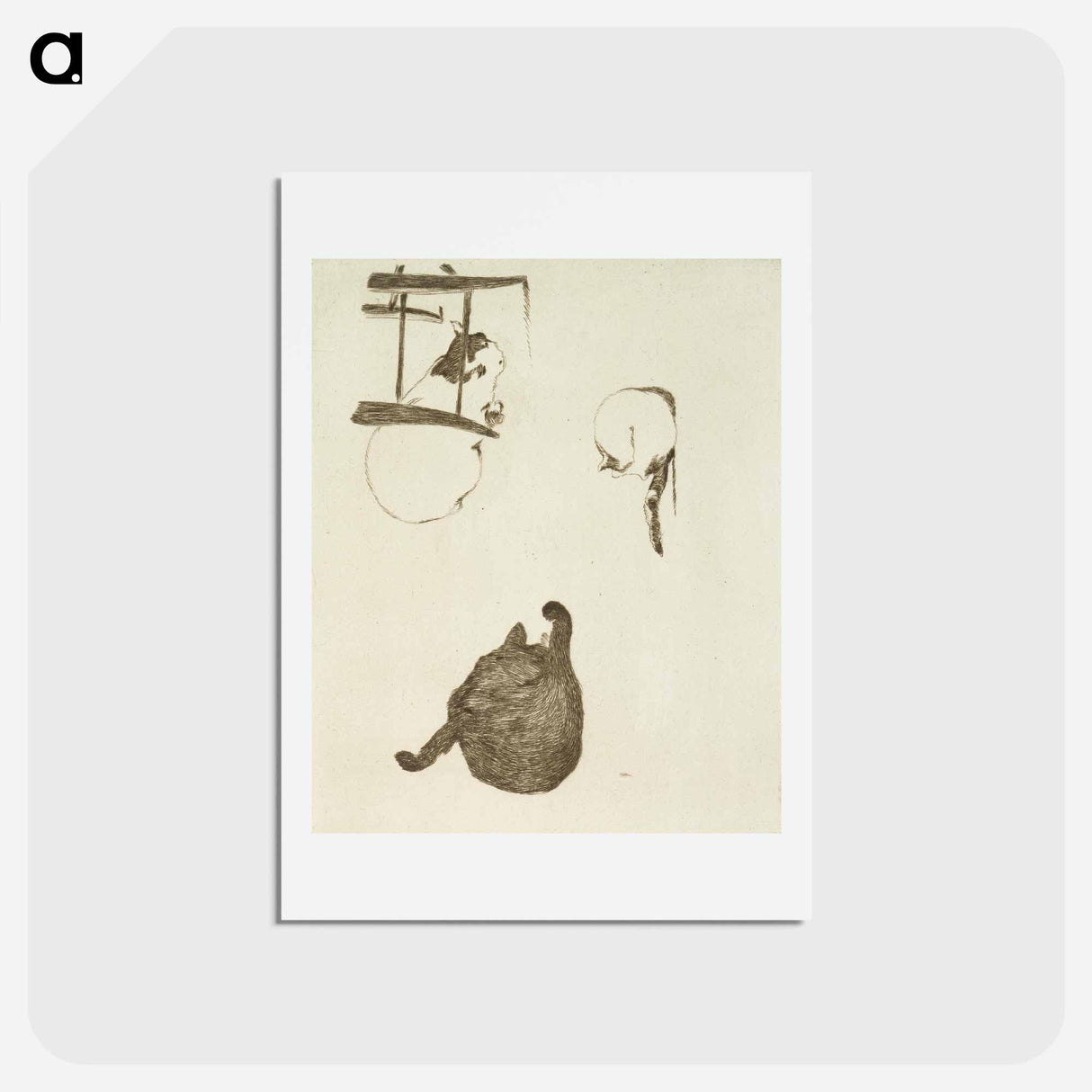 アートポストカード-Three cats - エドゥアール マネ Postcard.