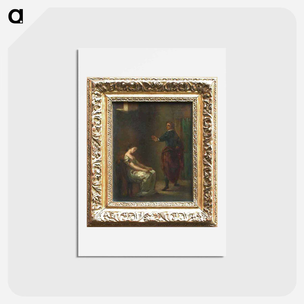 アートポストカード-Hamlet and Ophelia - ウジェーヌ ドラクロワ Postcard.
