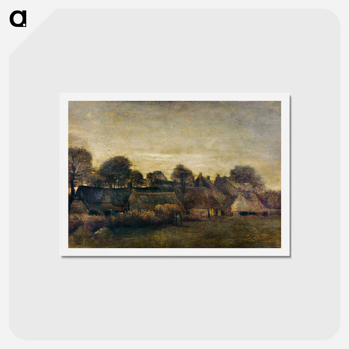 アートポストカード-Farming Village at Twilight - フィンセント ファン ゴッホ Postcard.