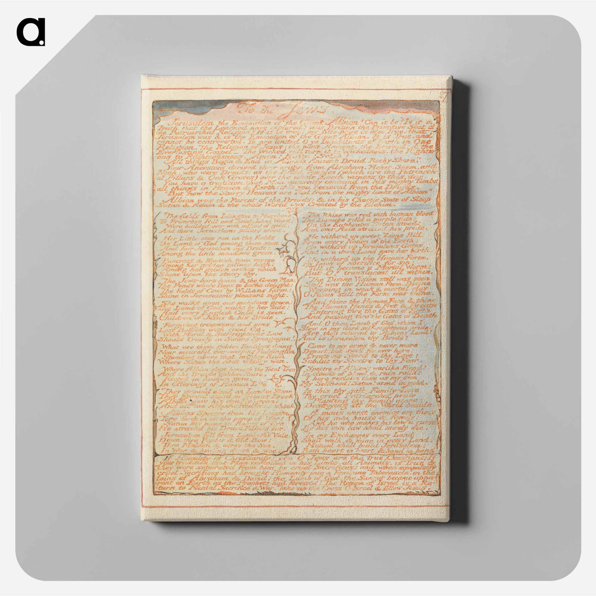 Jerusalem, Plate 27, "To the Jews...." - William Blake Canvas.