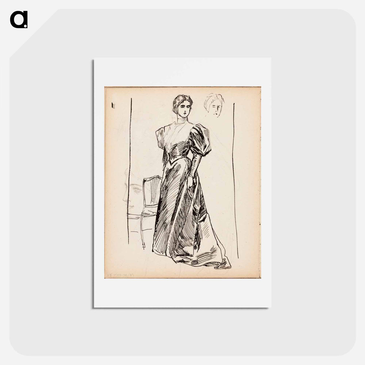 Nainen ja tuoli, kasvoja - アルバート エーデルフェルト Postcard.