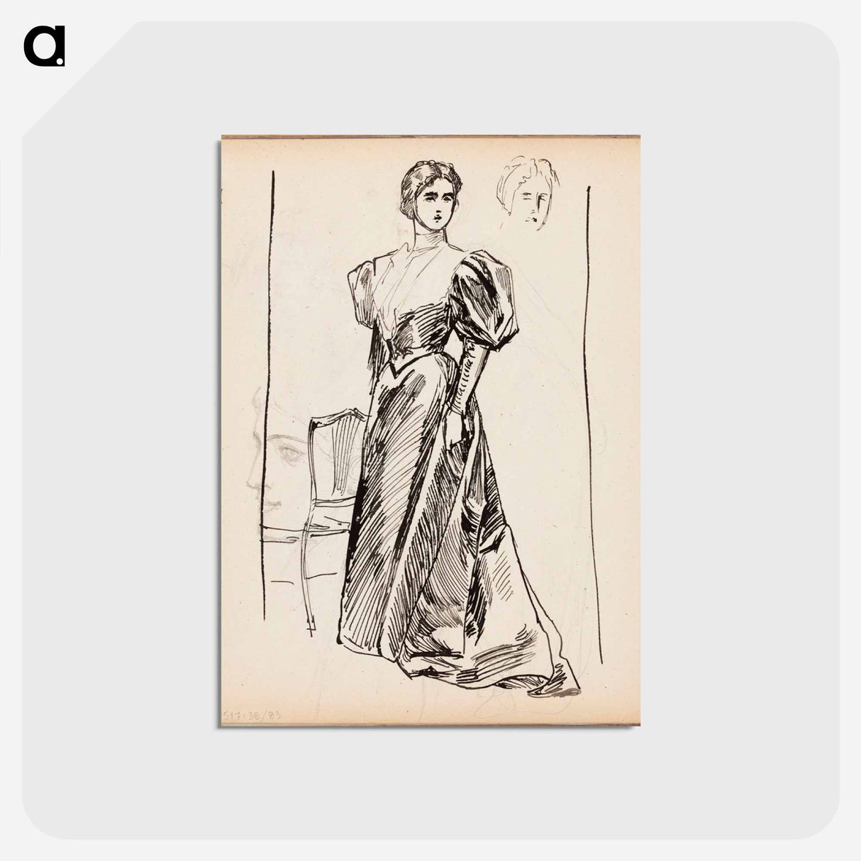 Nainen ja tuoli, kasvoja - アルバート エーデルフェルト Postcard.