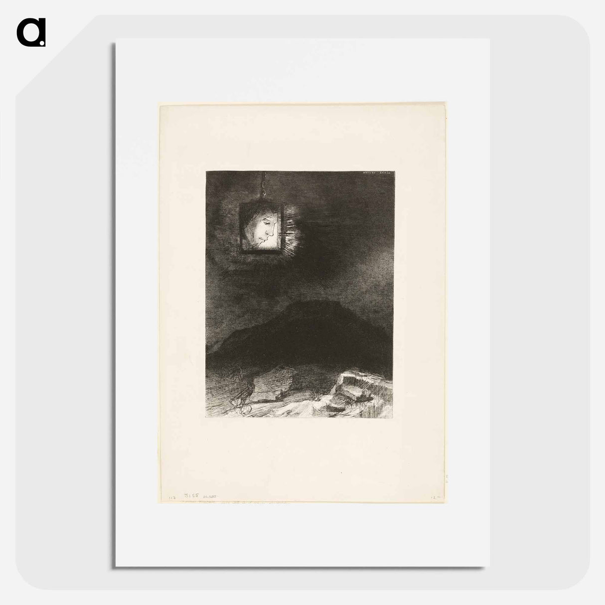 Precarious Glimmering, a Head Suspended from Infinity - Odilon Redon Poster.