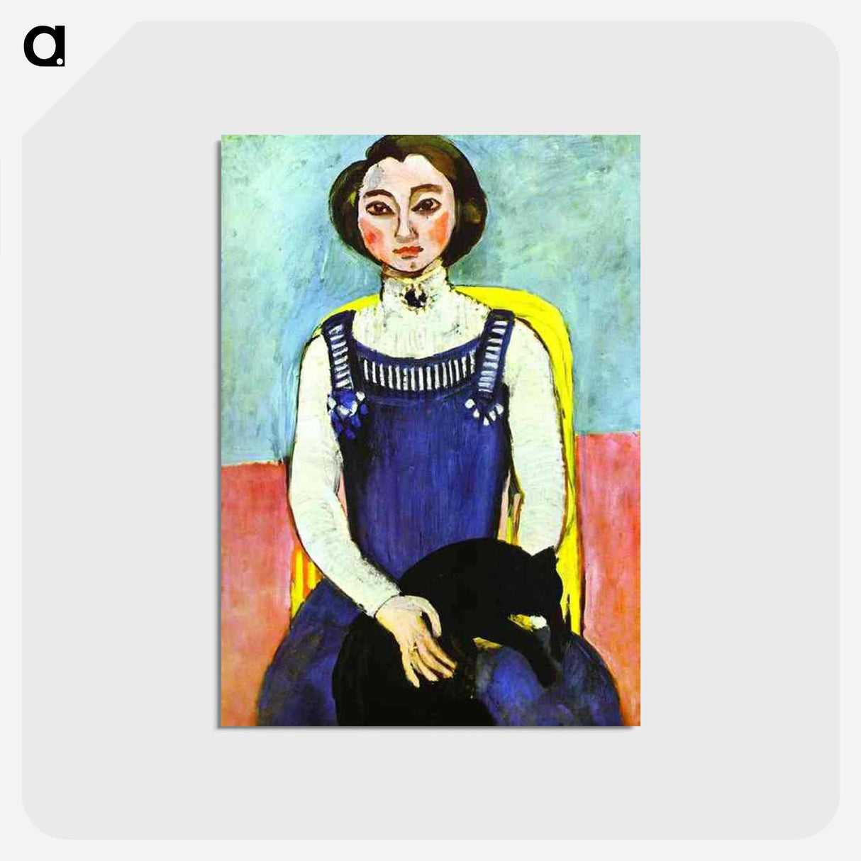アートポストカード-Girl with A Black Cat - アンリ マティス Postcard.