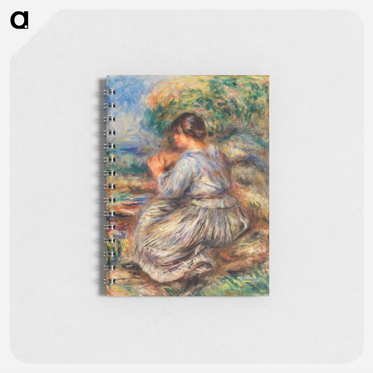 Girl Seated in a Landscape - ピエール オーギュスト ルノワール Memo.