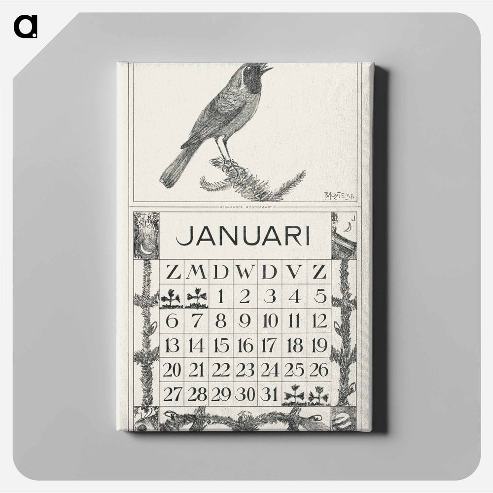 January calendar with green grass - Theo van Hoytema Canvas.