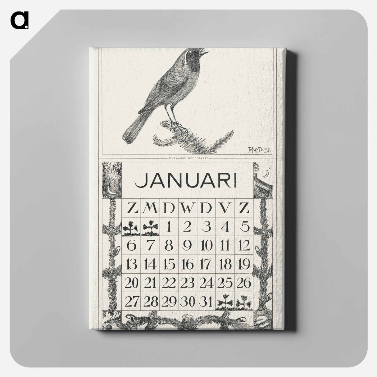 January calendar with green grass - Theo van Hoytema Canvas.