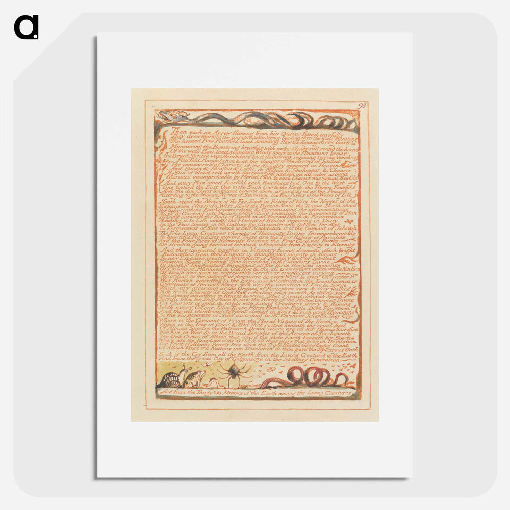 Jerusalem, Plate 98, "Then each an Arrow flaming...." - ウィリアム ブレイク Poster.