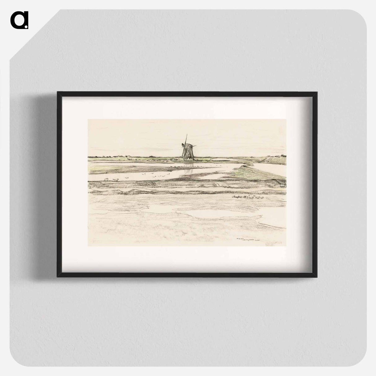 Landschap met poldermolen Het Noorden in polder Het Noorden op Texel - Theo van Hoytema Poster.