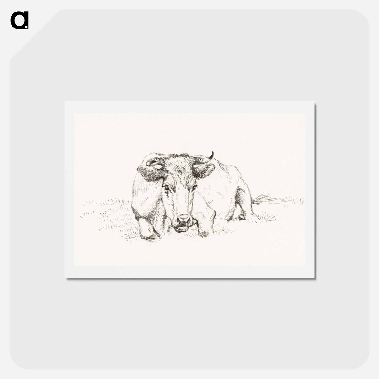 アートポストカード-Lying cow - ジャン ベルナール Postcard.