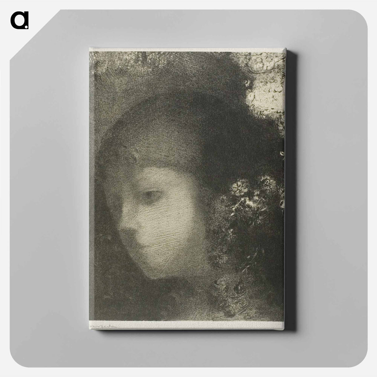 Child's Head With Flowers - オディロン ルドン Canvas.