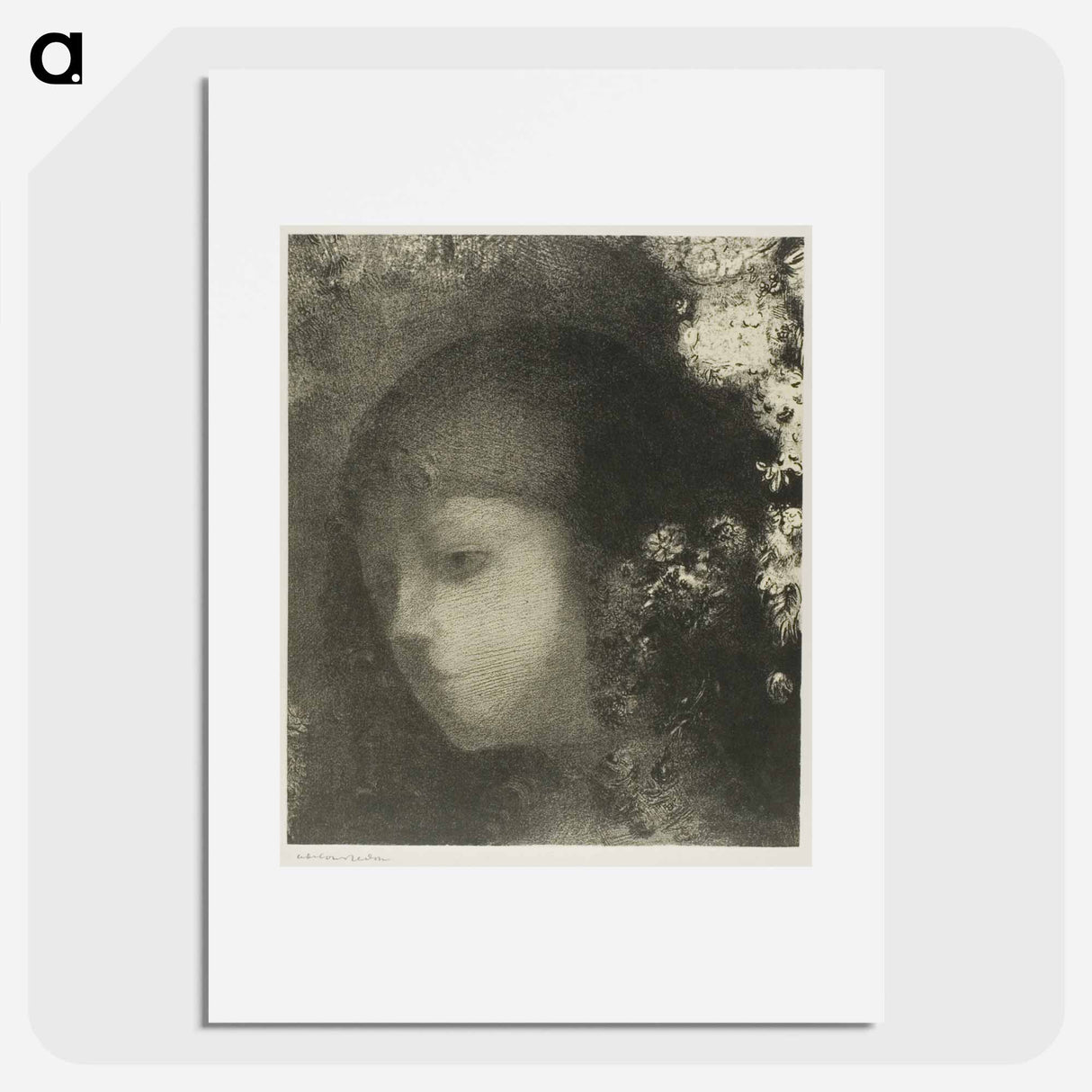 アートポスター-Child's Head With Flowers - オディロン ルドン Poster.