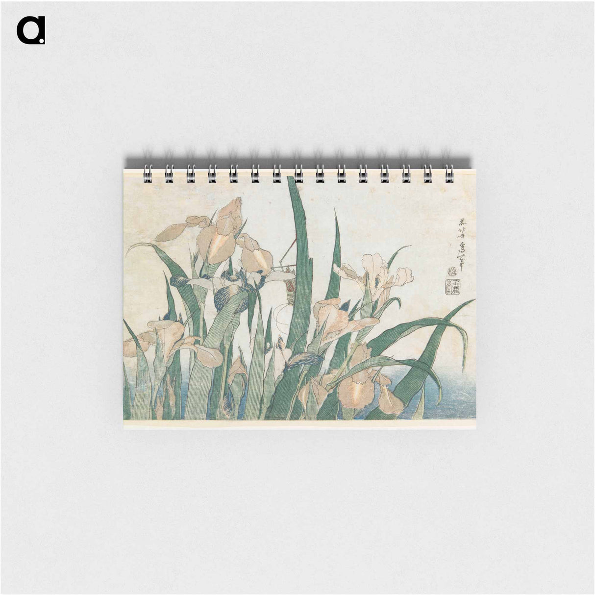 Irises and Grasshopper - 葛飾 北斎 Memo.