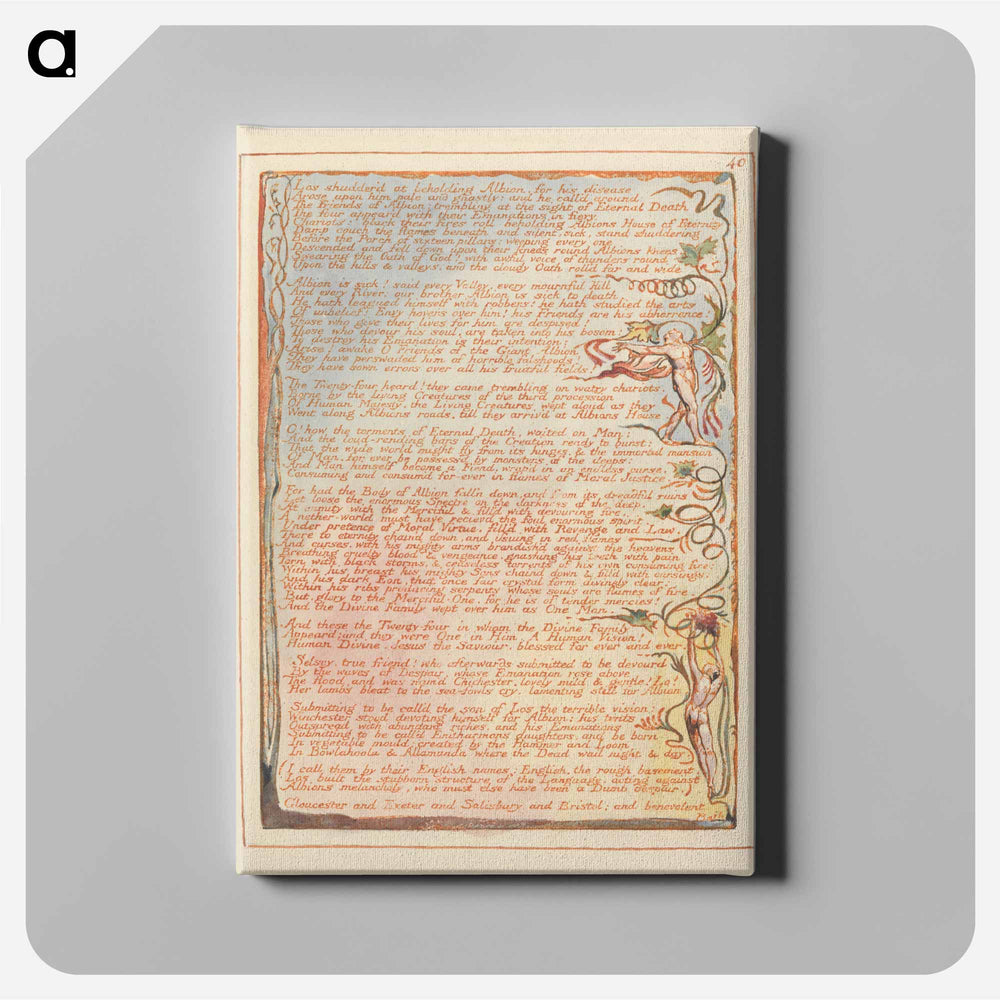 Jerusalem, Plate 40, "Los shudderd at beholding Albion...." - ウィリアム ブレイク Canvas.