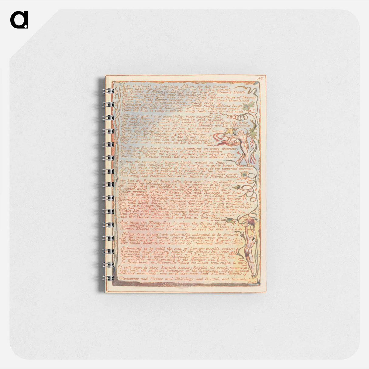 Jerusalem, Plate 40, "Los shudderd at beholding Albion...." - ウィリアム ブレイク Memo.