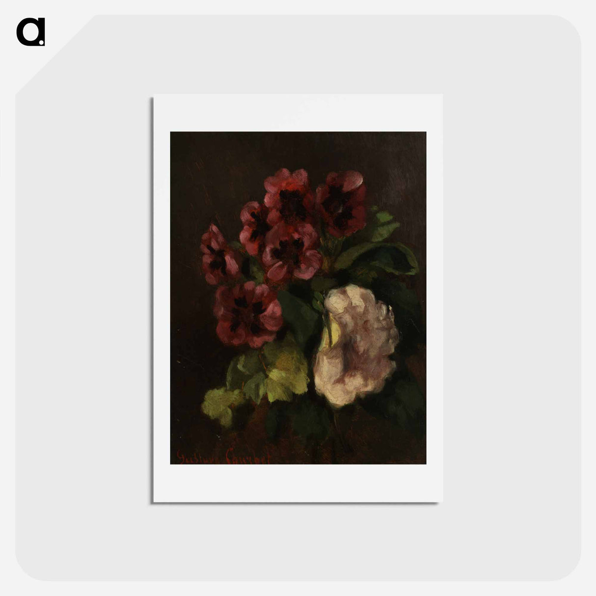 アートポストカード-Bouquet of flowers - ギュスターヴ クールベ Postcard.