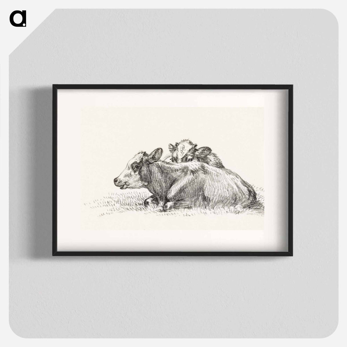 Two lying cows - ジャン ベルナール Poster.