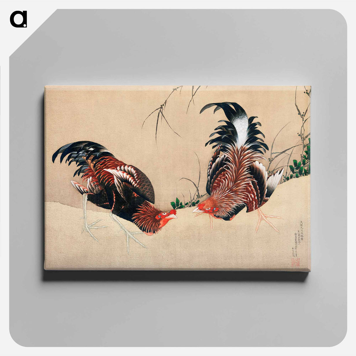 アートパネル-Gamecocks - 葛飾 北斎 Canvas.