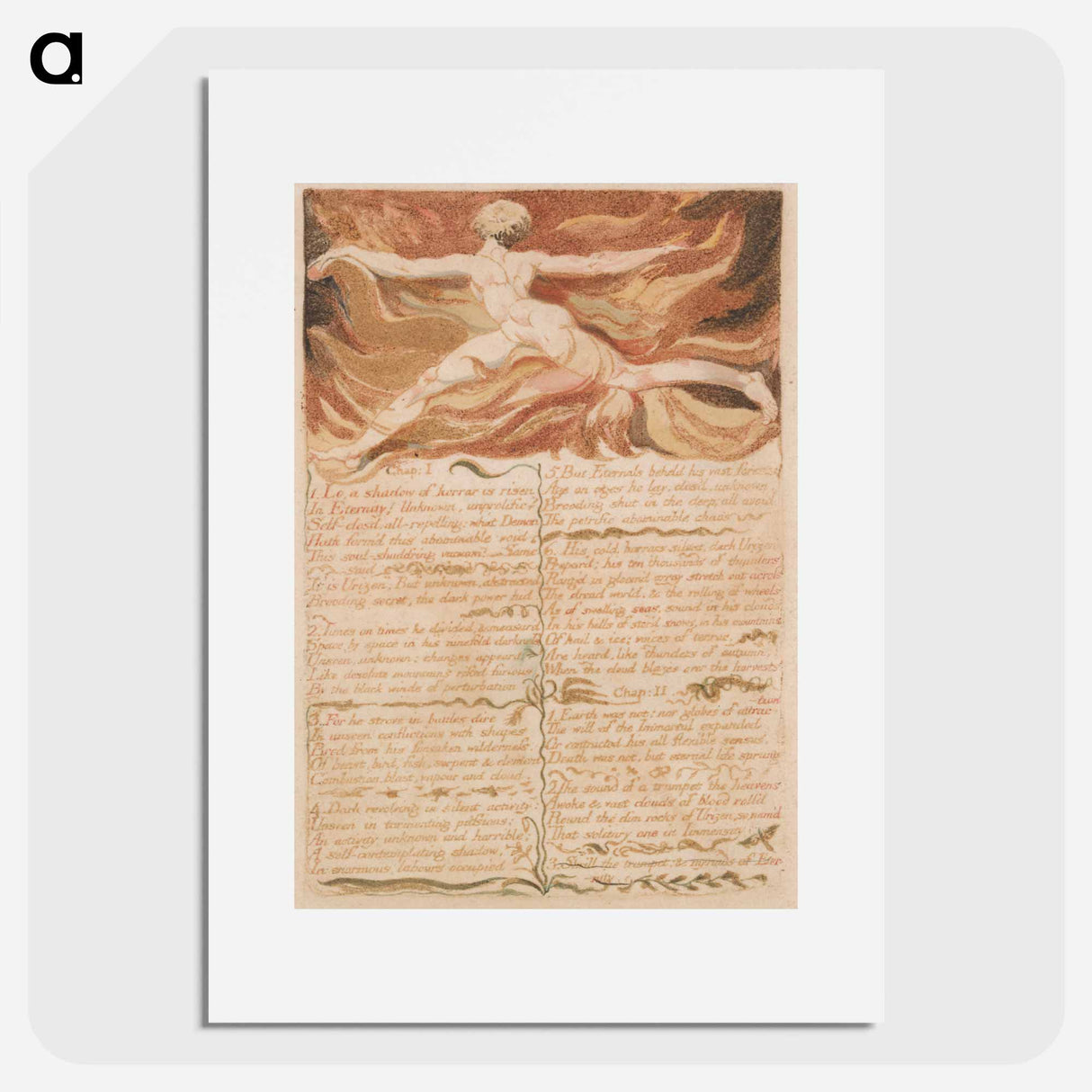 アートポスター-The First Book of Urizen, Plate 5, "Chap: 1...." - ウィリアム ブレイク Poster.