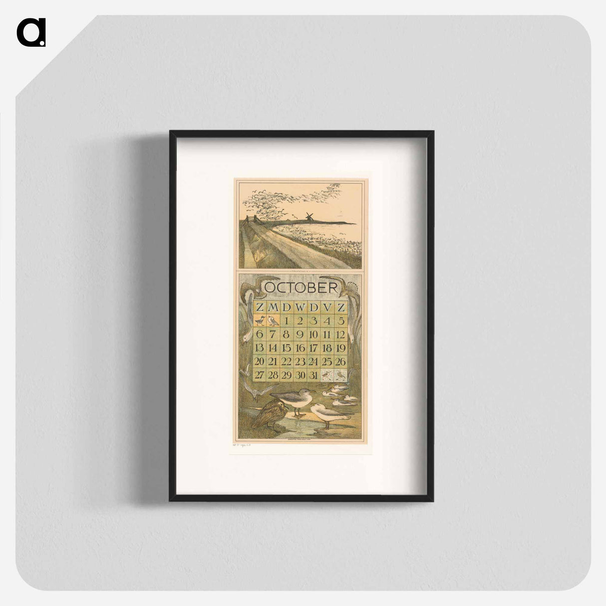 Calendar October with trekking lights - Theo van Hoytema Poster.