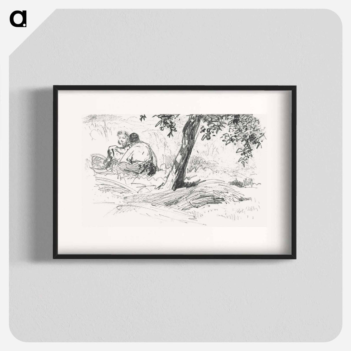 アートポスター-Boy and Girl Seated by Tree from Scrapbook - ジョン シンガー サージェント Poster.