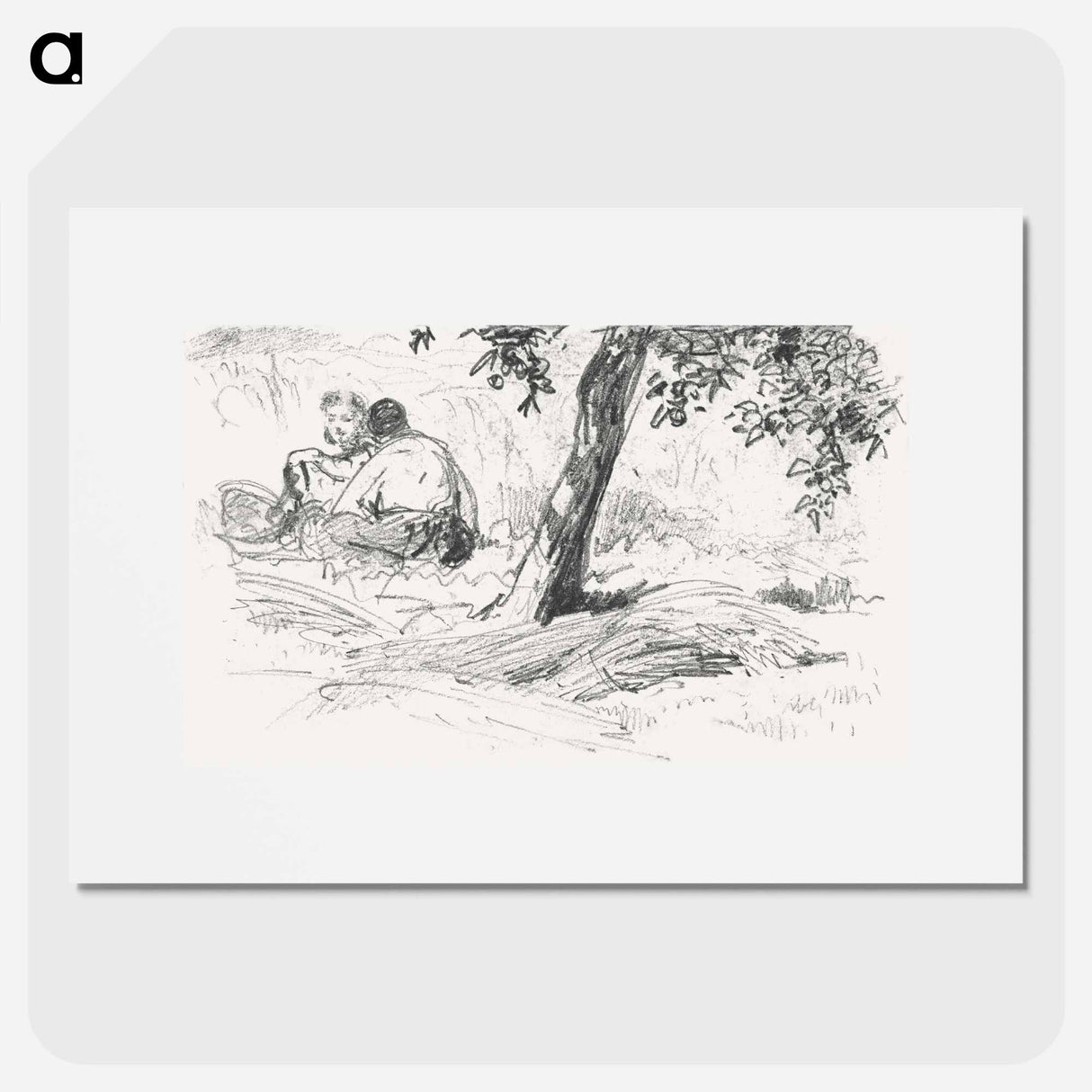 アートポスター-Boy and Girl Seated by Tree from Scrapbook - ジョン シンガー サージェント Poster.