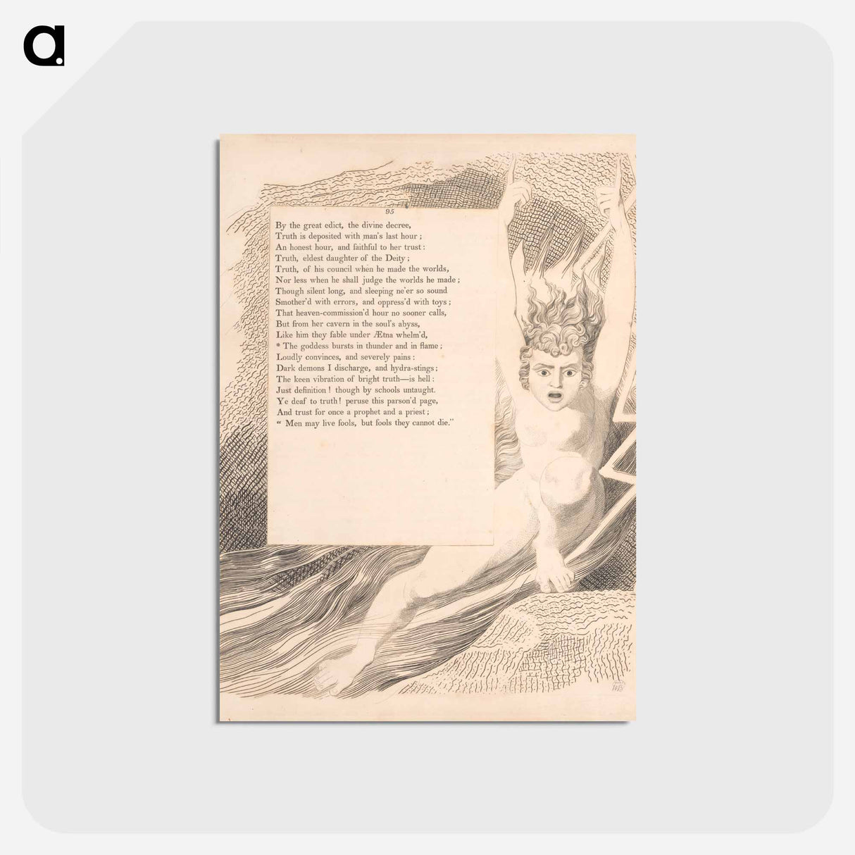 アートポストカード-The goddess bursts in thunder and in flame - ウィリアム ブレイク Postcard.