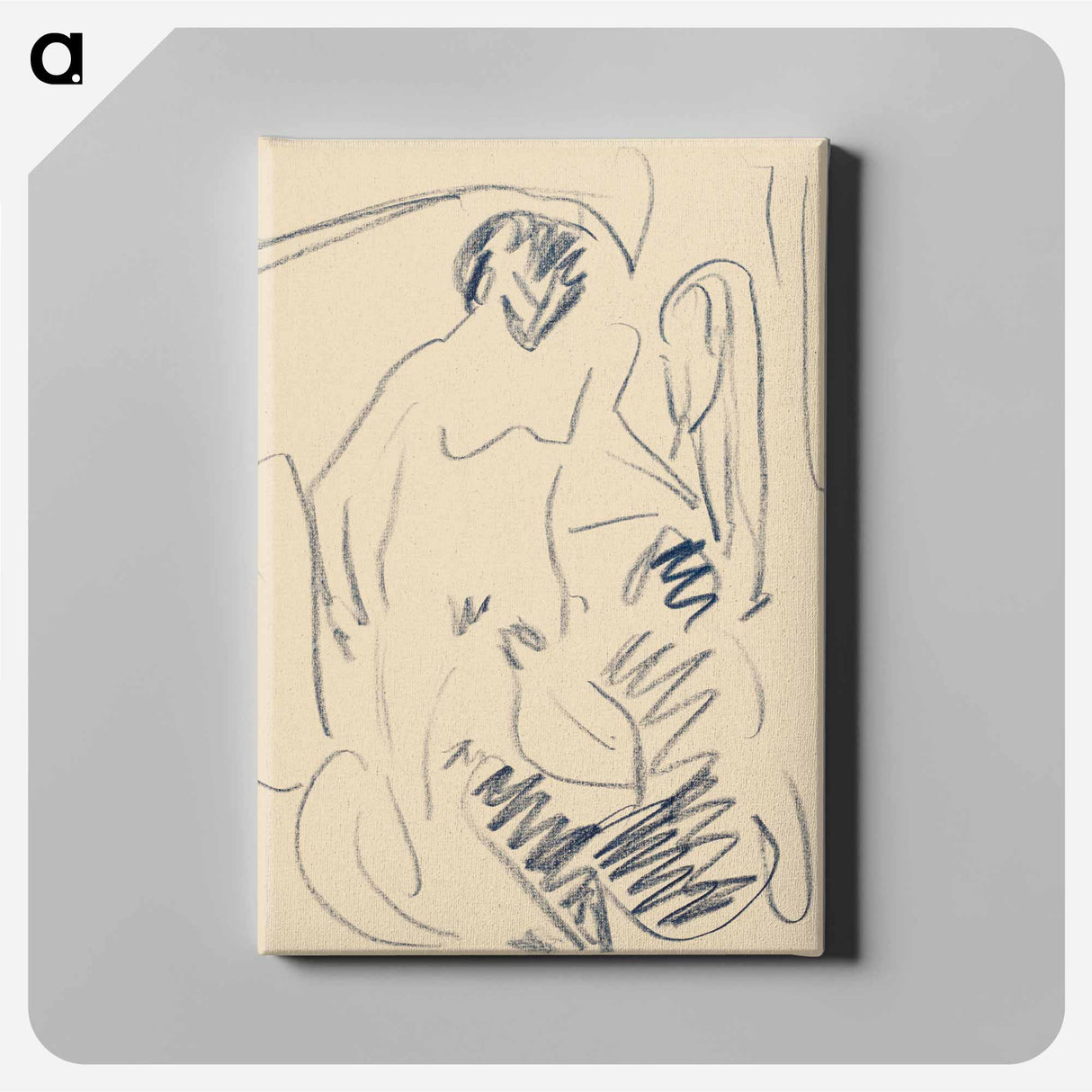 アートパネル-Nude on the Beach - エルンスト ルートヴィヒ キルヒナー Canvas.