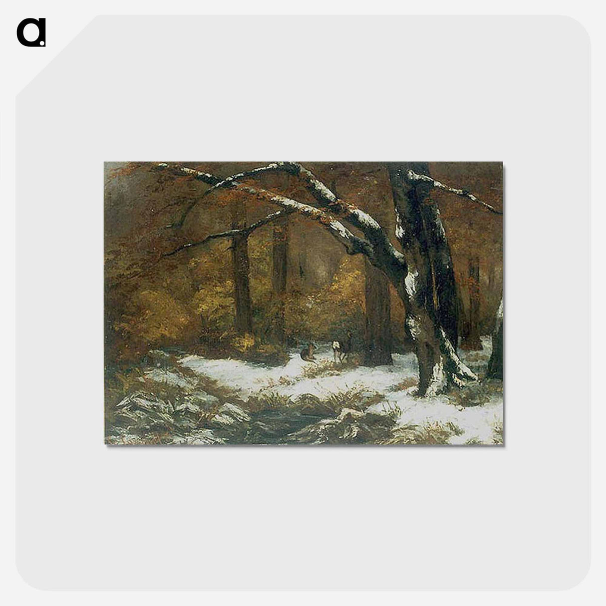 アートポストカード-Deer's Shelter in Winter - ギュスターヴ クールベ Postcard.
