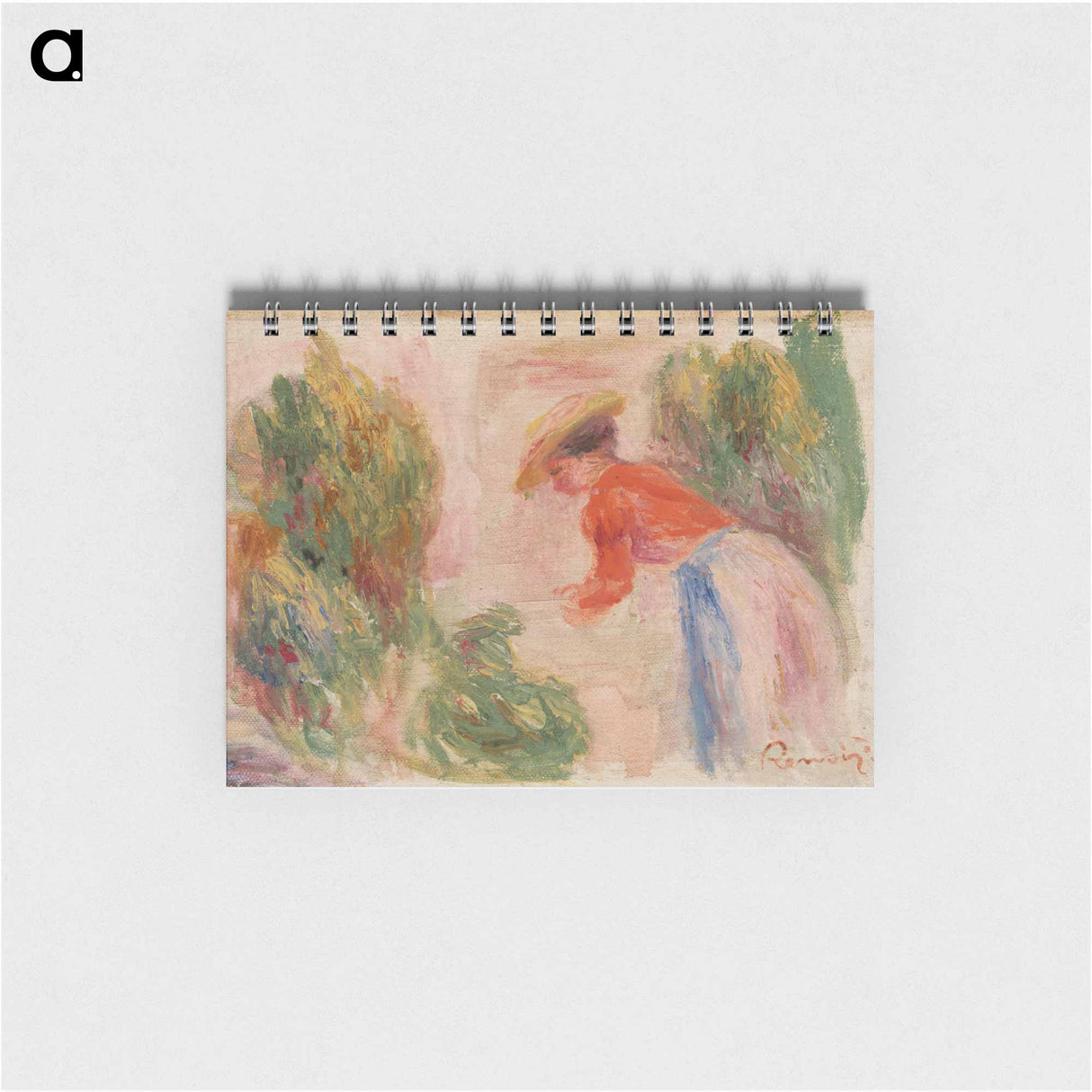 Woman Gathering Flowers - ピエール オーギュスト ルノワール Memo.