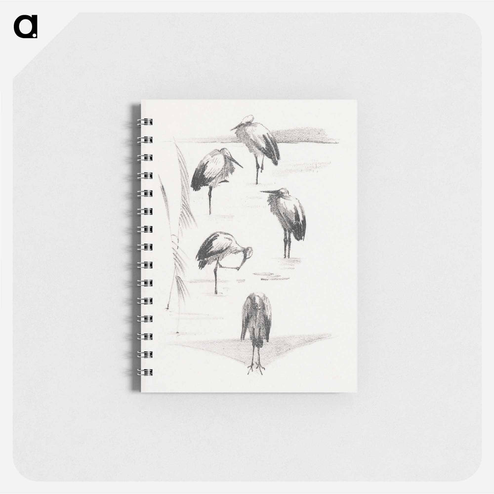 Wenskaart met vijf ooievaars - テオ ヴァン ホイテマ Memo.