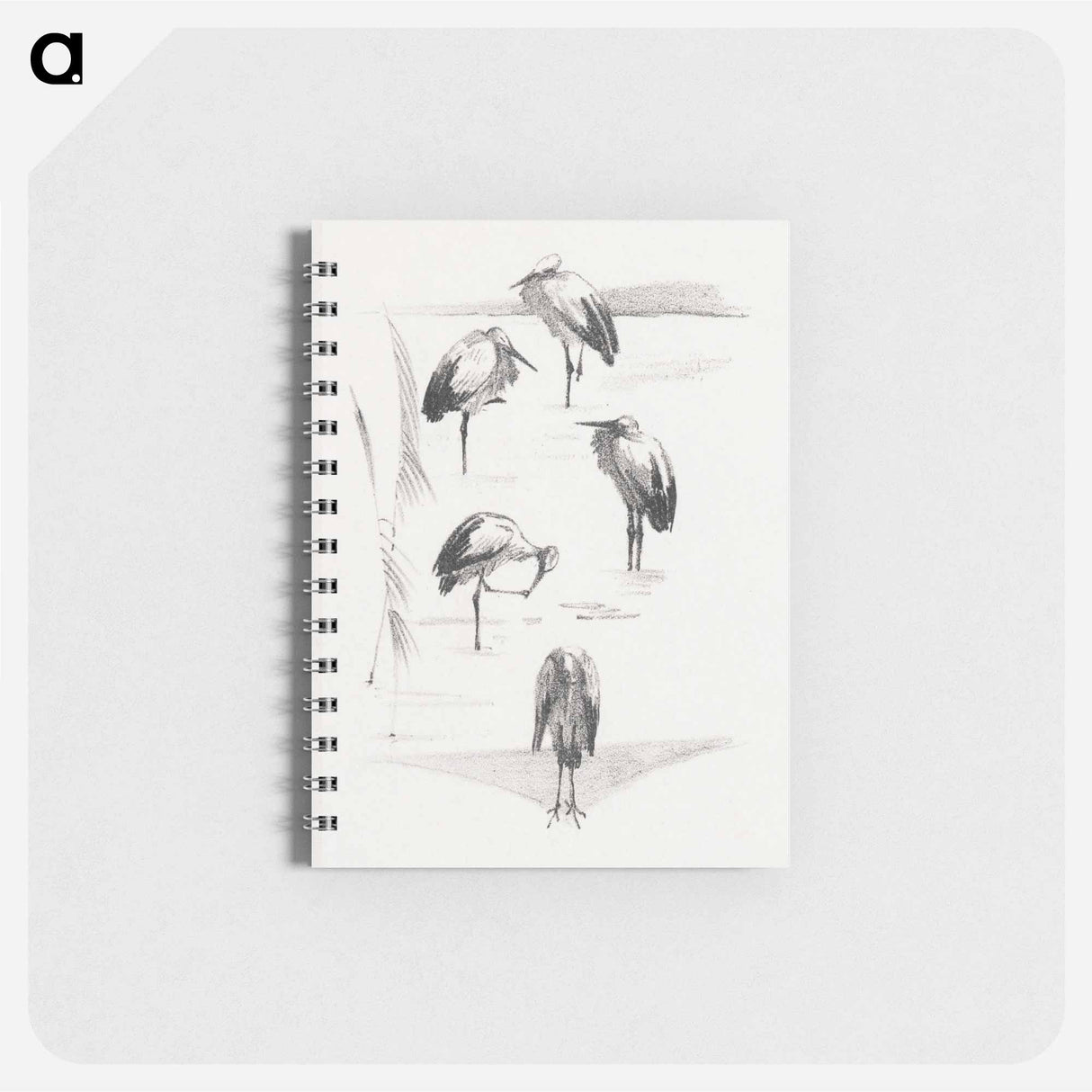 Wenskaart met vijf ooievaars - テオ ヴァン ホイテマ Memo.