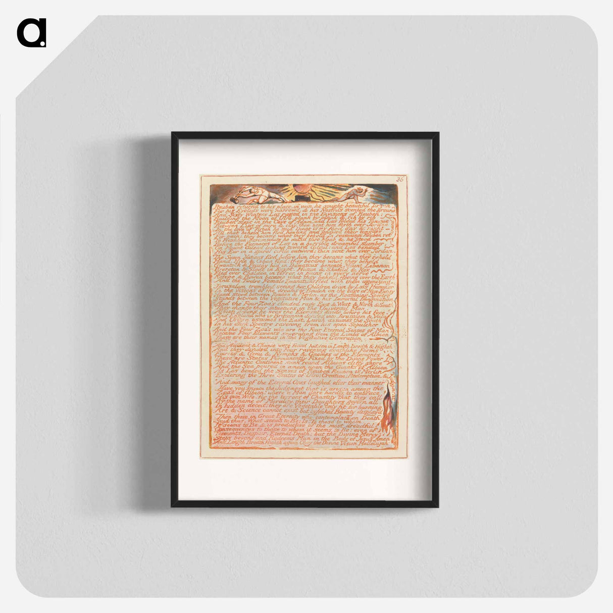 アートポスター-Jerusalem, Plate 36, "Reuben returnd to his place...." - ウィリアム ブレイク Poster.